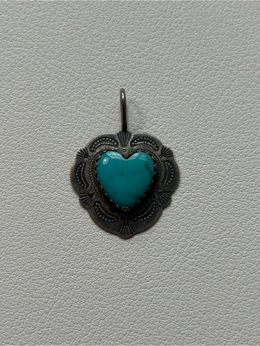 Vintage sterling silver and turquoise heart pendant